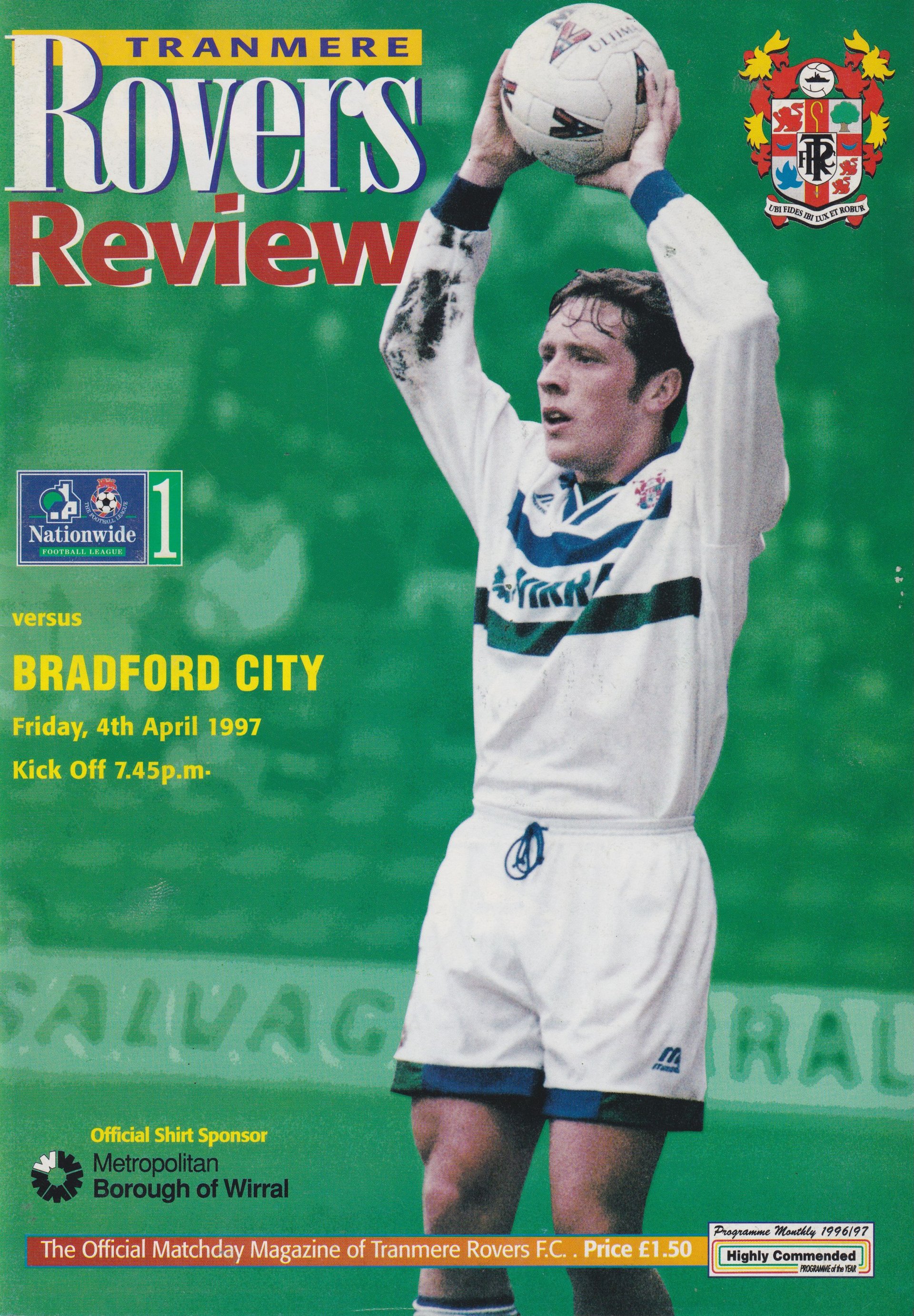 Tranmere Rovers v Bradford City match programme